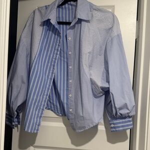 AKIRA Blue Multi-Stripe Button Down Shirt